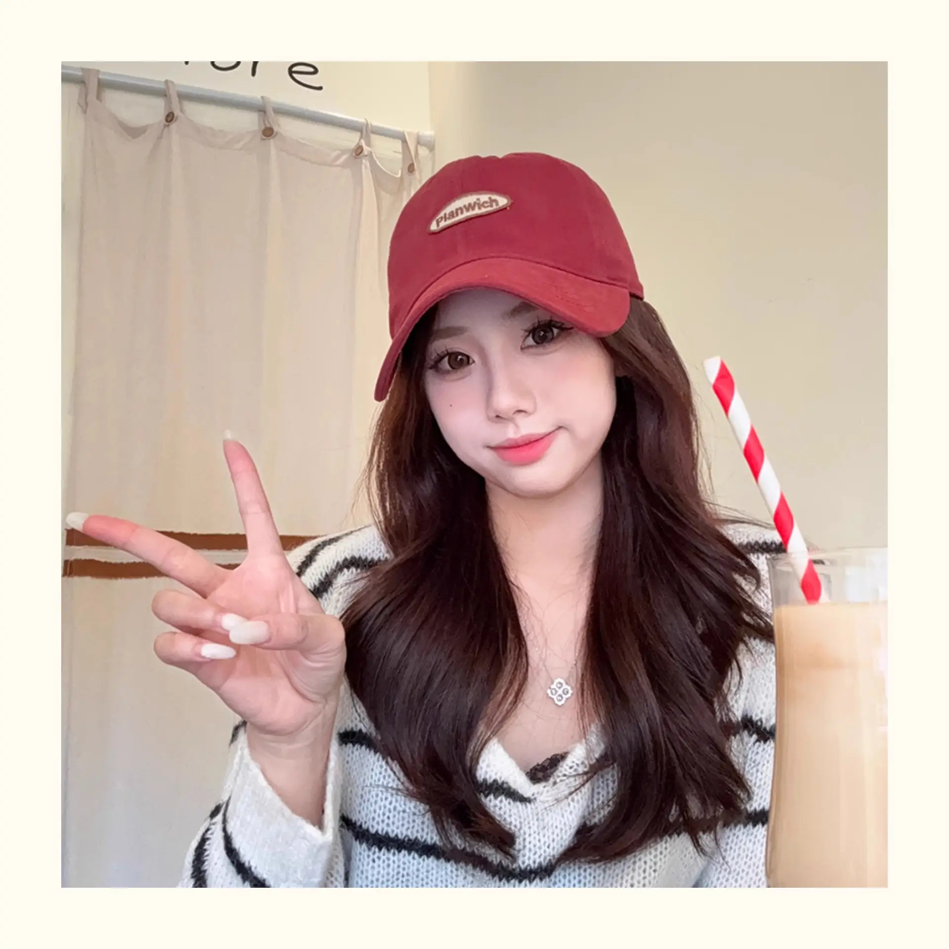 Women Japanese Style Baseball Cap Red Duckbill — feature 3
