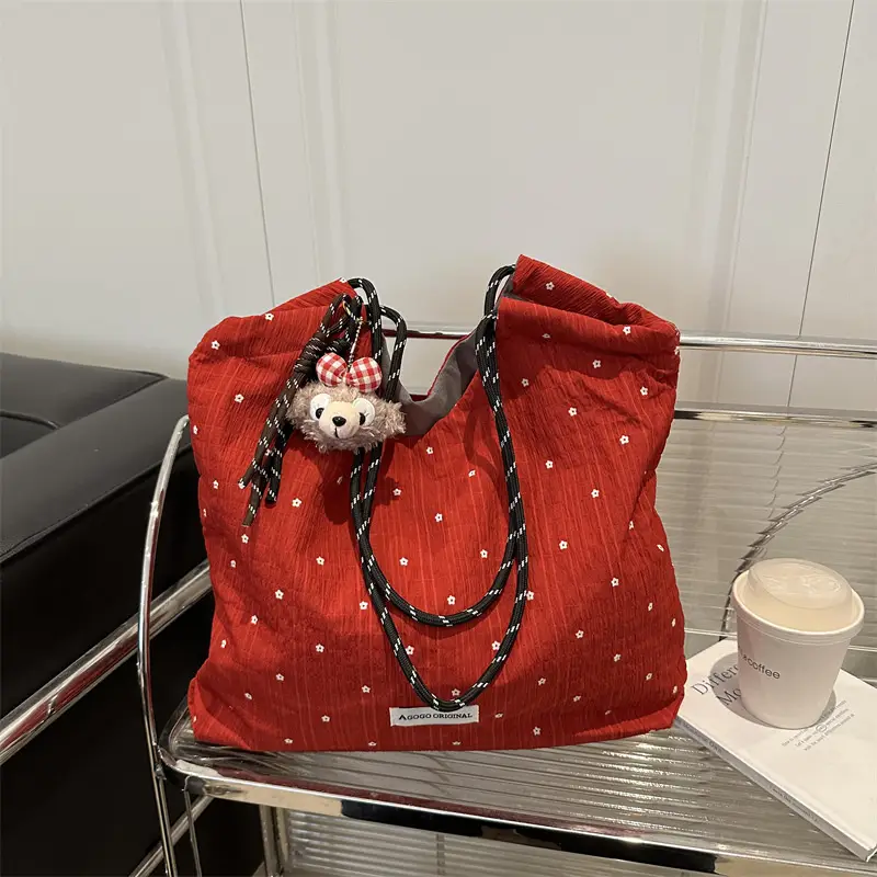 Red Polka Dot Shoulder Bag for Women College Students - Image 11