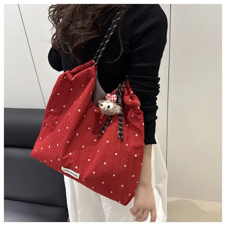 Red Polka Dot Shoulder Bag for Women College Students — feature 45