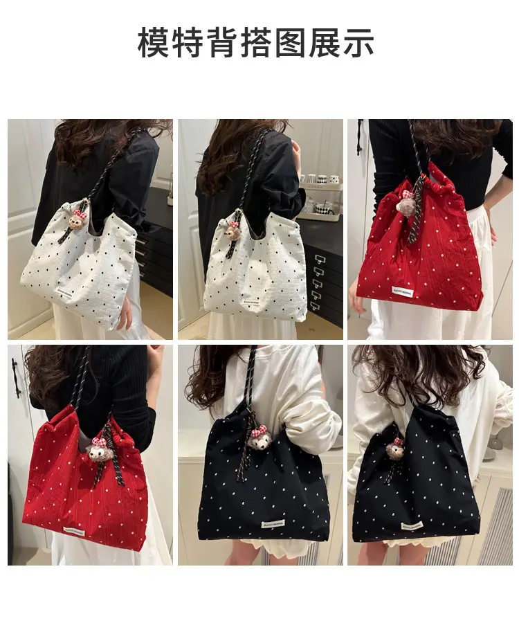 Red Polka Dot Shoulder Bag for Women College Students — feature 7