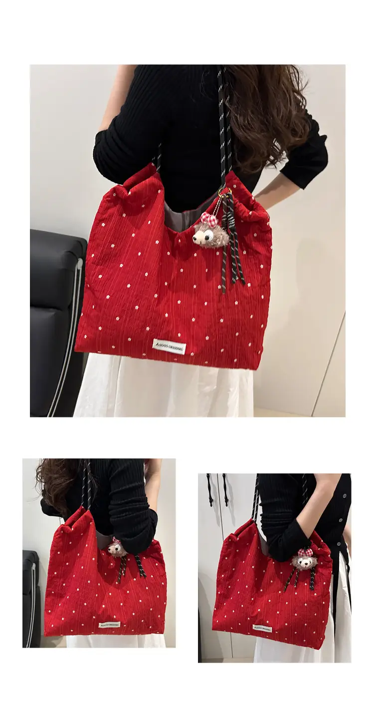 Red Polka Dot Shoulder Bag for Women College Students — feature 9