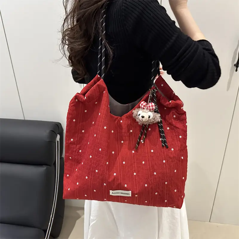 Red Polka Dot Shoulder Bag for Women College Students - Image 4
