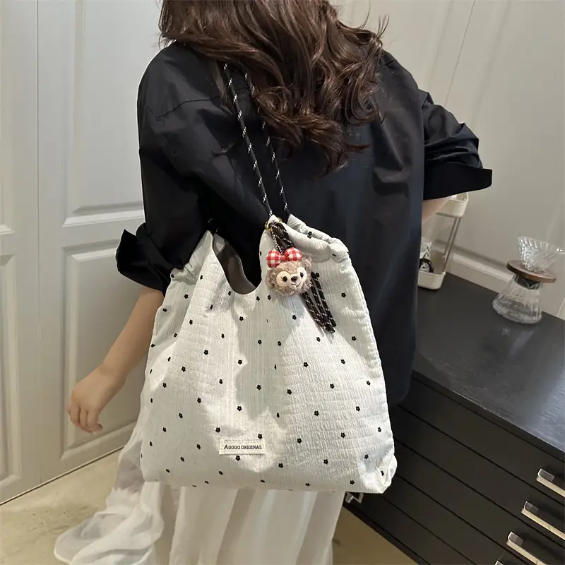 Red Polka Dot Shoulder Bag for Women College Students - Image 5
