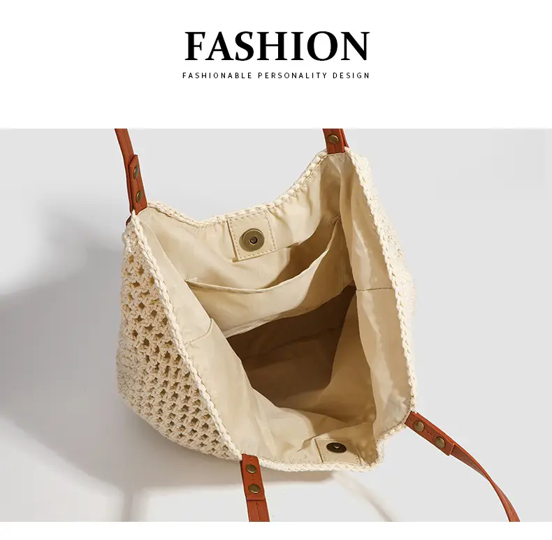 Women Woven Beach Tote Bag Large Capacity Shoulder Bag — feature 11