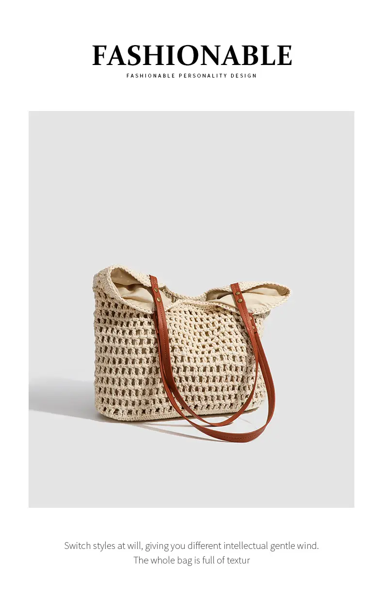 Women Woven Beach Tote Bag Large Capacity Shoulder Bag — feature 18