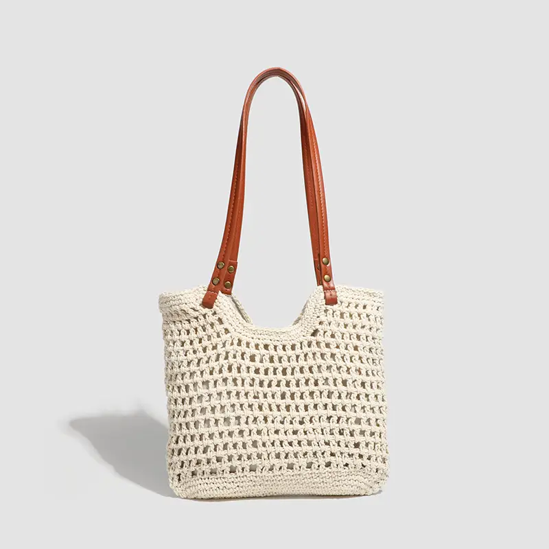 Women Woven Beach Tote Bag Large Capacity Shoulder Bag - Image 3