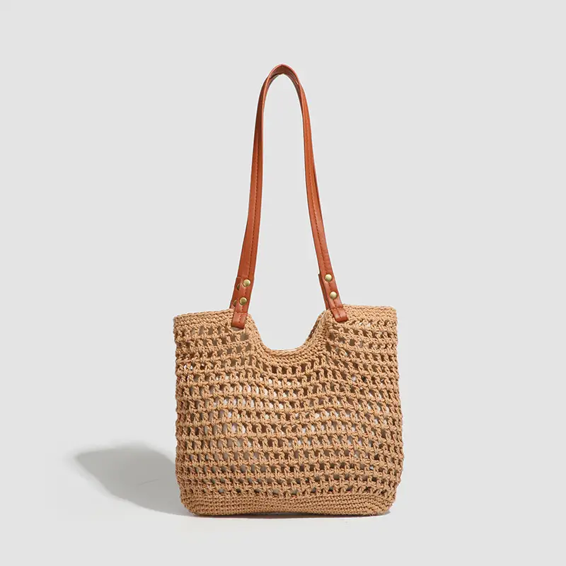 Women Woven Beach Tote Bag Large Capacity Shoulder Bag - Image 4