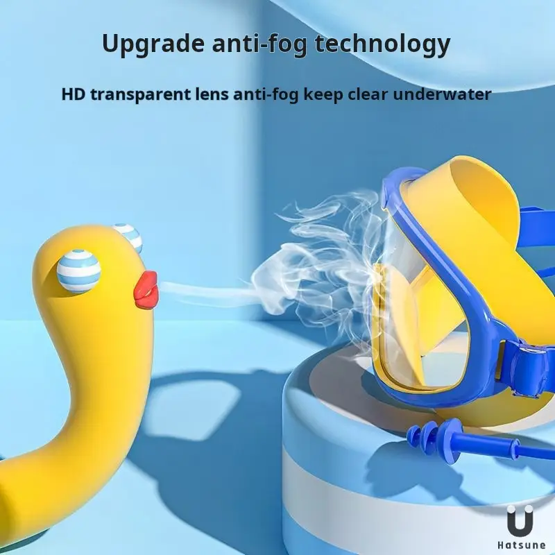 Temu Can Be Labeled Kidsren's Swimming Goggles Kidsren's Large Frame Waterproof and Anti-Fog High-Definition High-Transparent Student Baby Swimming Goggles