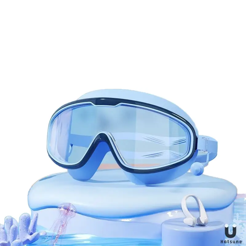 Temu Can Be Labeled Kidsren's Swimming Goggles Kidsren's Large Frame Waterproof and Anti-Fog High-Definition High-Transparent Student Baby Swimming Goggles