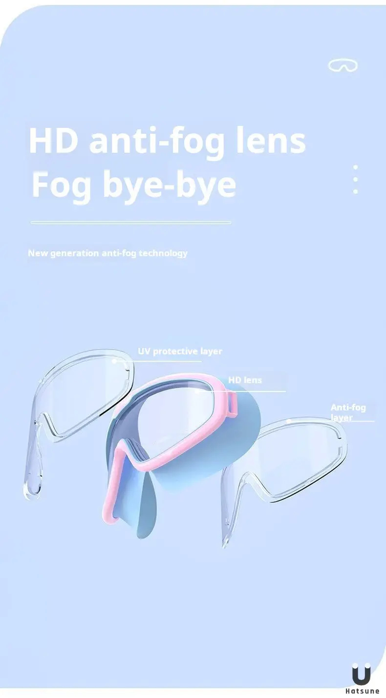 Temu Can Be Labeled Kidsren's Swimming Goggles Kidsren's Large Frame Waterproof and Anti-Fog High-Definition High-Transparent Student Baby Swimming Goggles — feature 2