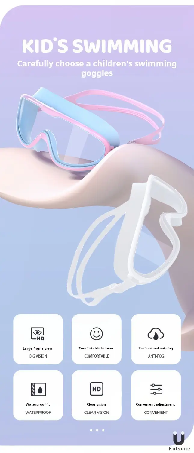 Temu Can Be Labeled Kidsren's Swimming Goggles Kidsren's Large Frame Waterproof and Anti-Fog High-Definition High-Transparent Student Baby Swimming Goggles — feature 4