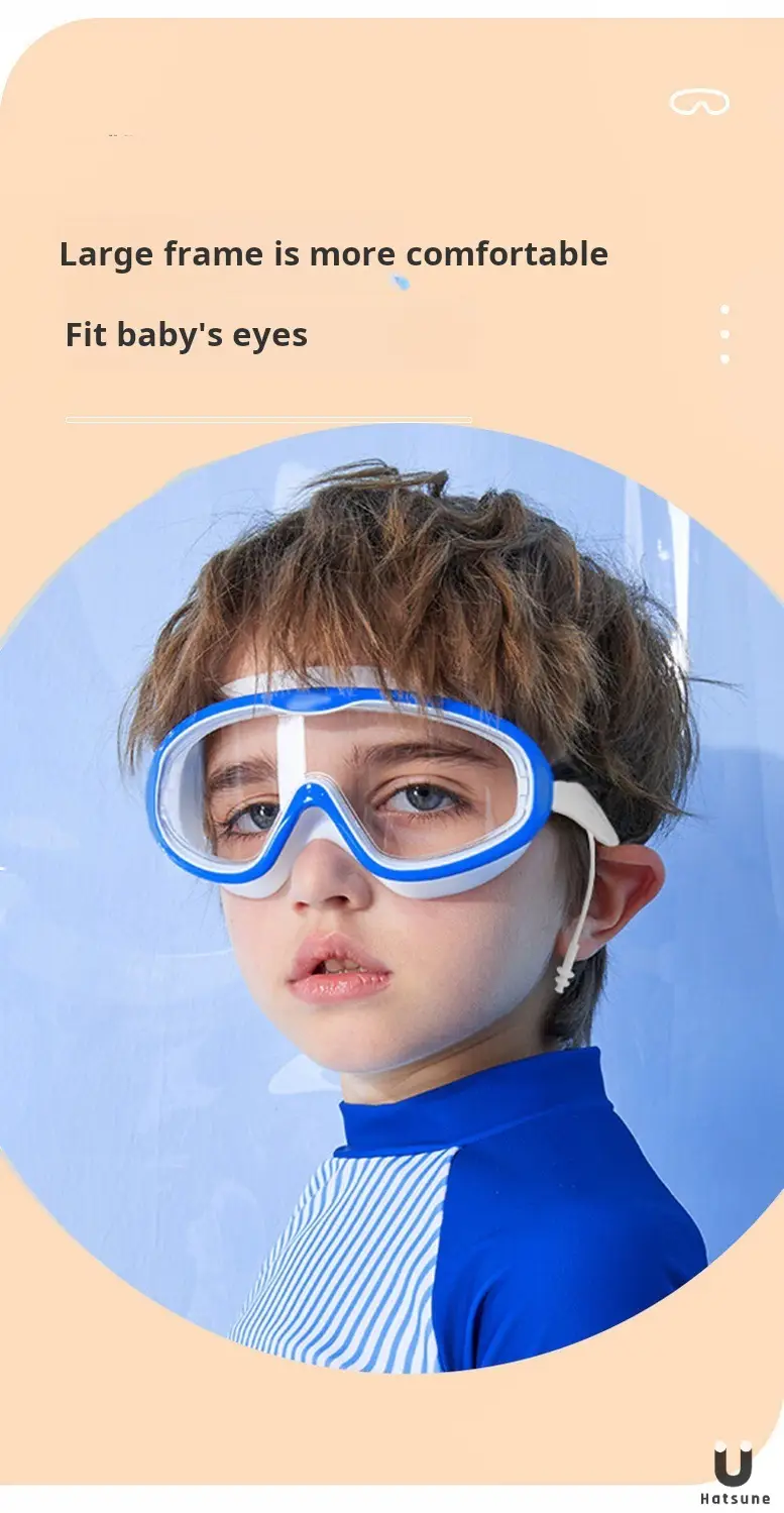 Temu Can Be Labeled Kidsren's Swimming Goggles Kidsren's Large Frame Waterproof and Anti-Fog High-Definition High-Transparent Student Baby Swimming Goggles — feature 6