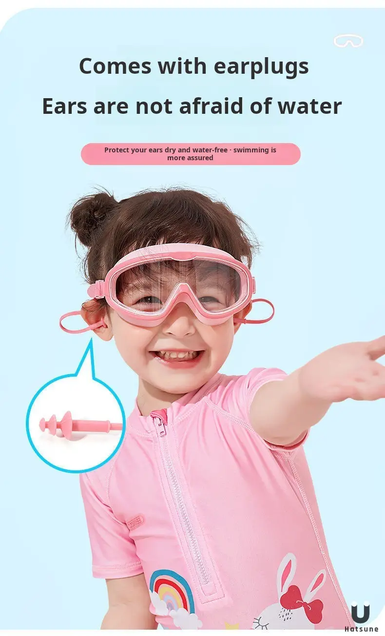 Temu Can Be Labeled Kidsren's Swimming Goggles Kidsren's Large Frame Waterproof and Anti-Fog High-Definition High-Transparent Student Baby Swimming Goggles — feature 7