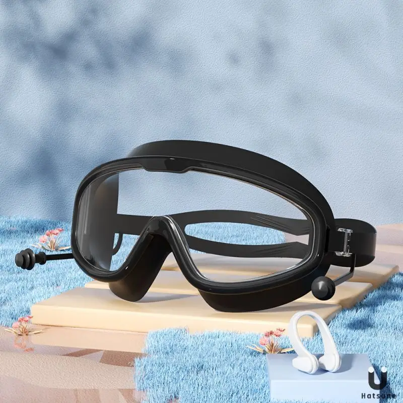 Temu Can Be Labeled Kidsren's Swimming Goggles Kidsren's Large Frame Waterproof and Anti-Fog High-Definition High-Transparent Student Baby Swimming Goggles