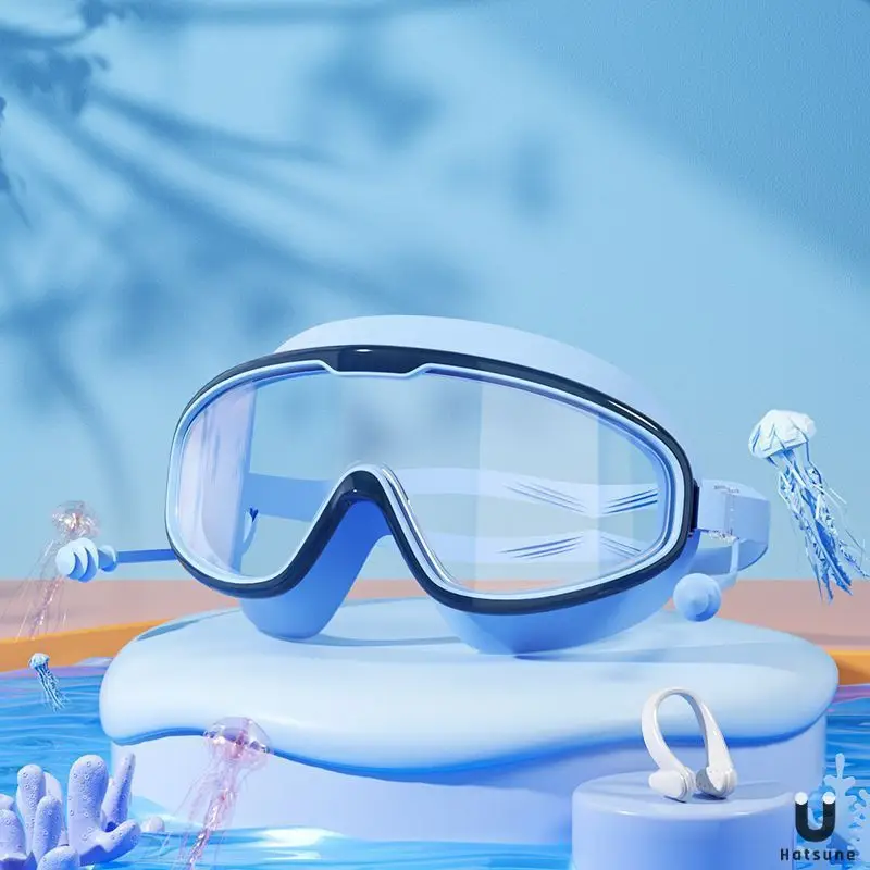 Temu Can Be Labeled Kidsren's Swimming Goggles Kidsren's Large Frame Waterproof and Anti-Fog High-Definition High-Transparent Student Baby Swimming Goggles