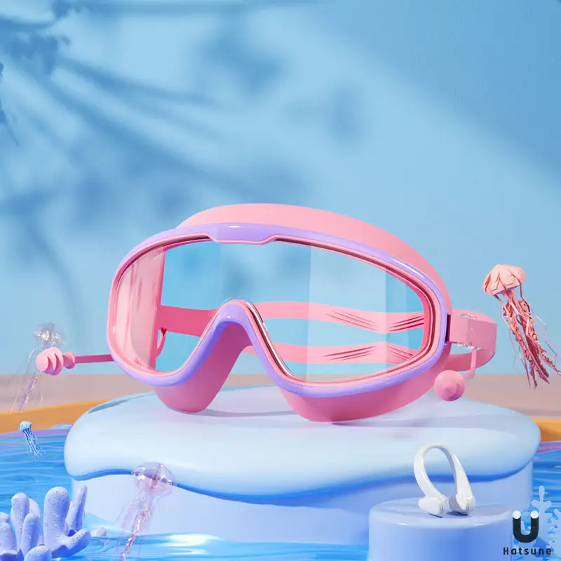 Temu Can Be Labeled Kidsren's Swimming Goggles Kidsren's Large Frame Waterproof and Anti-Fog High-Definition High-Transparent Student Baby Swimming Goggles