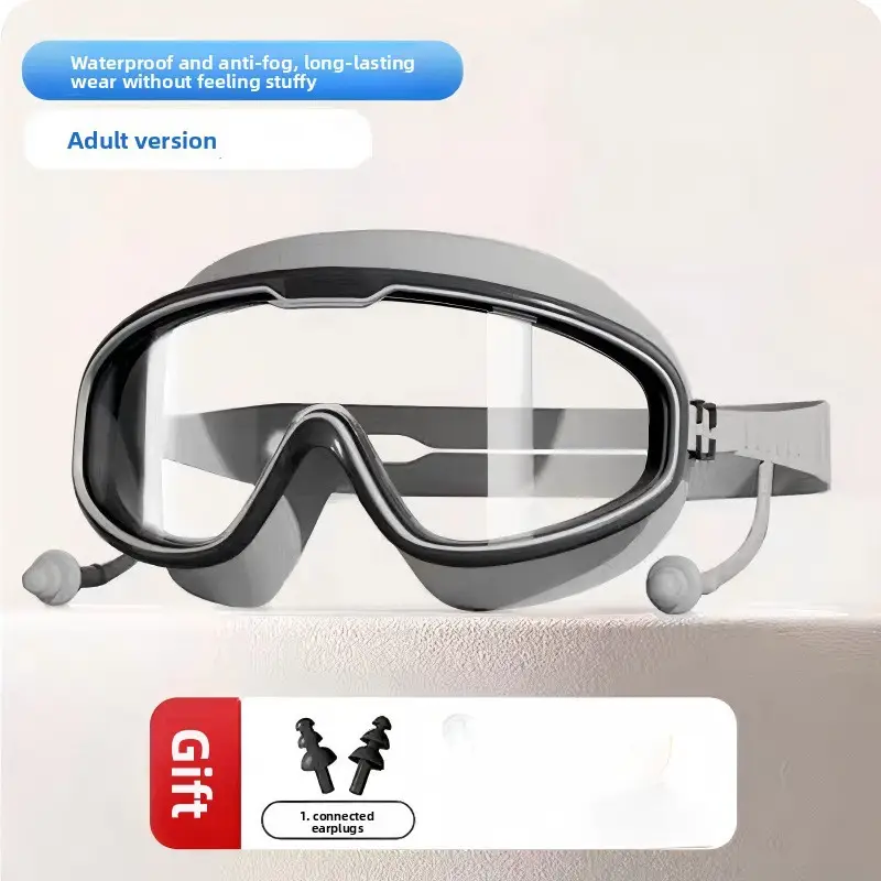 Temu Can Be Labeled Kidsren's Swimming Goggles Kidsren's Large Frame Waterproof and Anti-Fog High-Definition High-Transparent Student Baby Swimming Goggles
