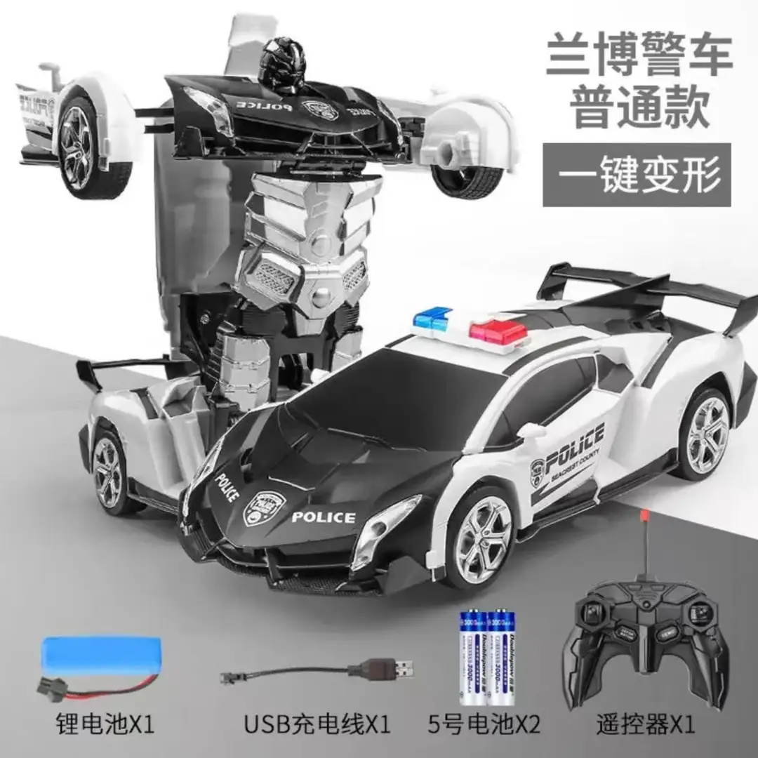 Remote Control Transforming Car Charging Racing Car King Kong Robot Baby Boy and Girl Kidsren's Police Car Toy Gift
