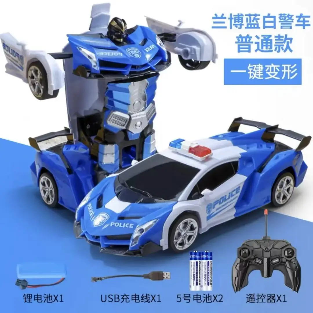 Remote Control Transforming Car Charging Racing Car King Kong Robot Baby Boy and Girl Kidsren's Police Car Toy Gift