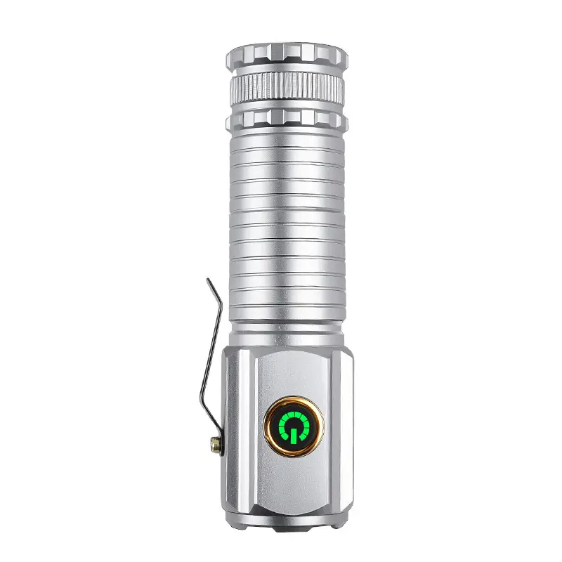 Mini Three-Eye Flashlight Silver Strong Magnetic Portable - Image 2