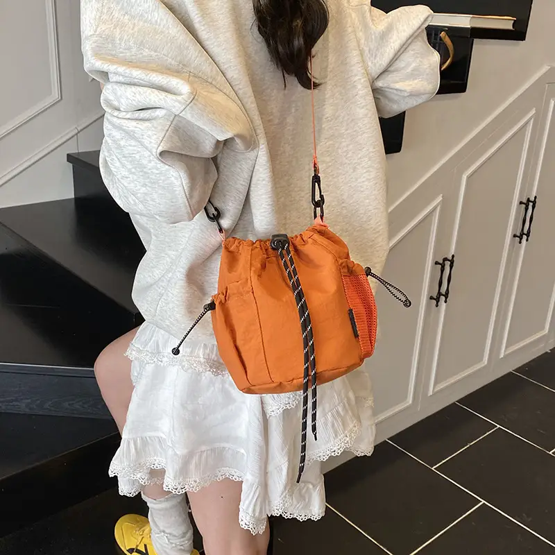 Green Drawstring Bucket Bag for Women - Image 12
