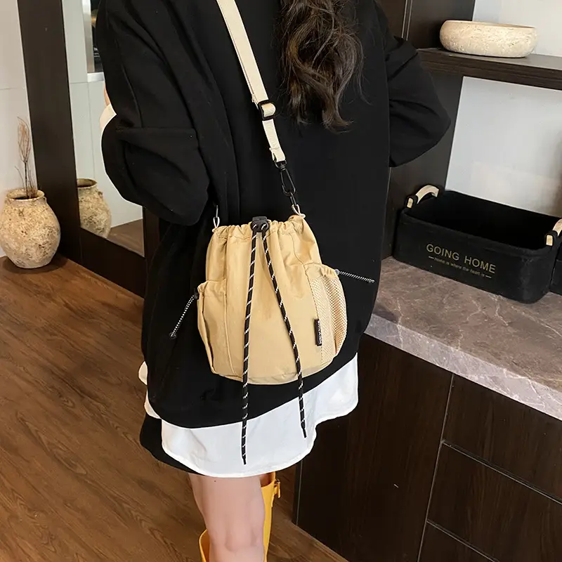 Green Drawstring Bucket Bag for Women - Image 14