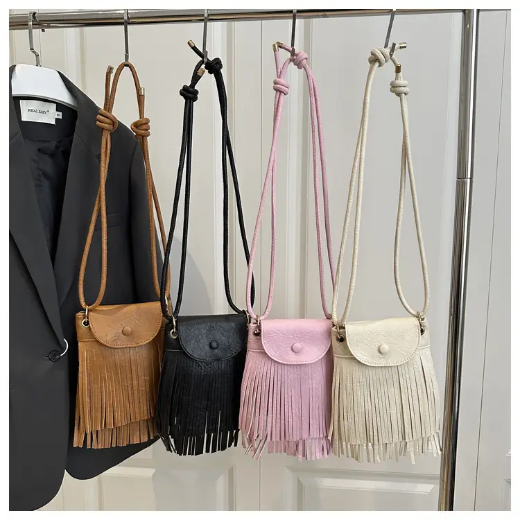 Women's Tan Fret Tassel Shoulder Bag — feature 13