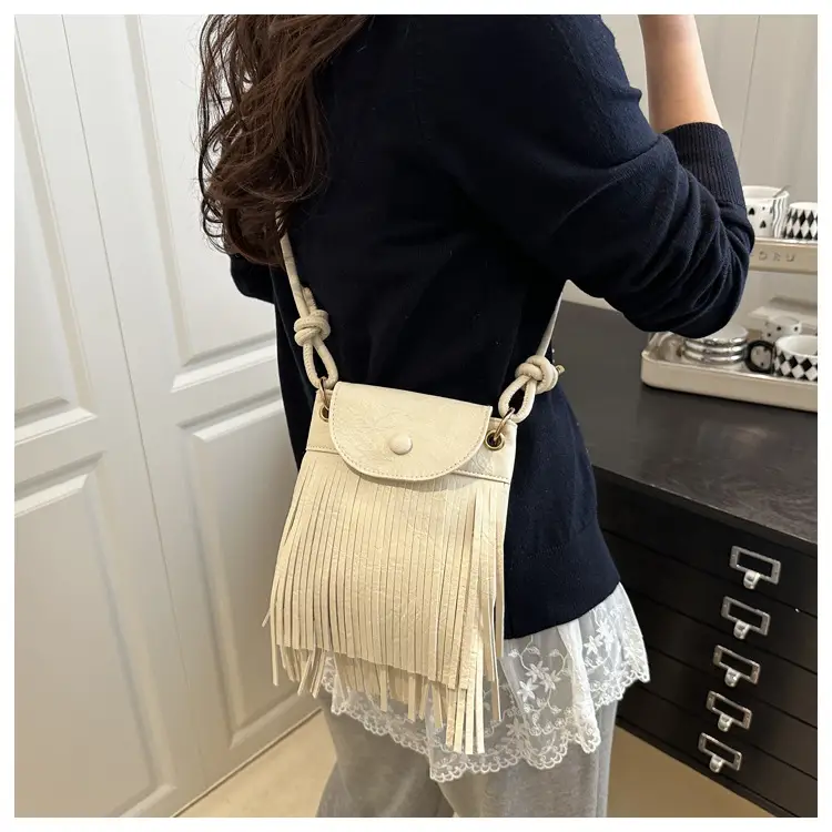 Women's Tan Fret Tassel Shoulder Bag — feature 15