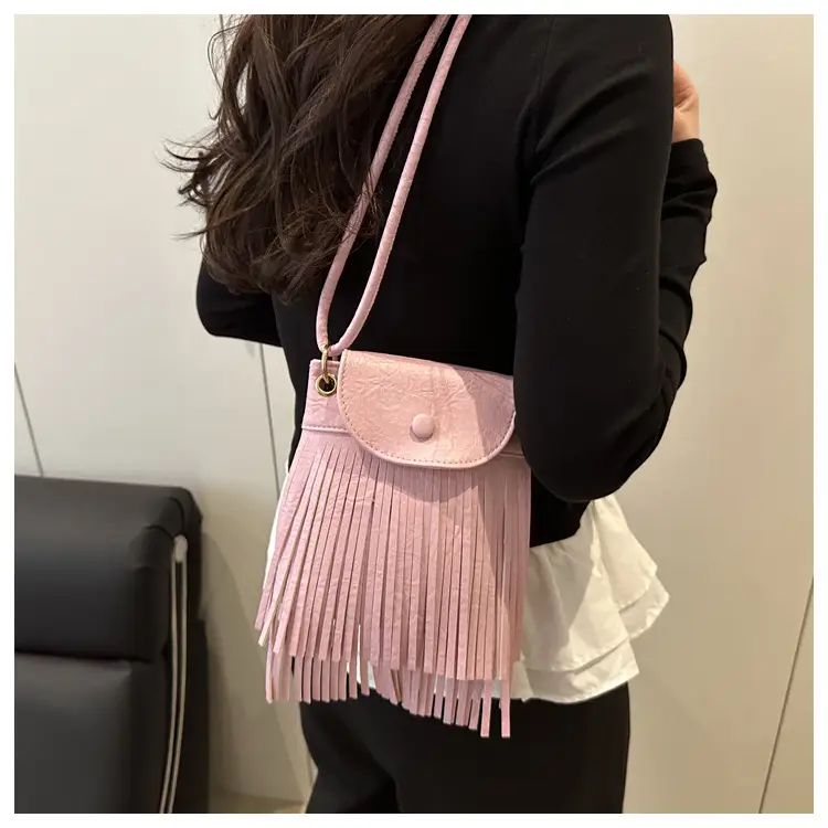 Women's Tan Fret Tassel Shoulder Bag — feature 19