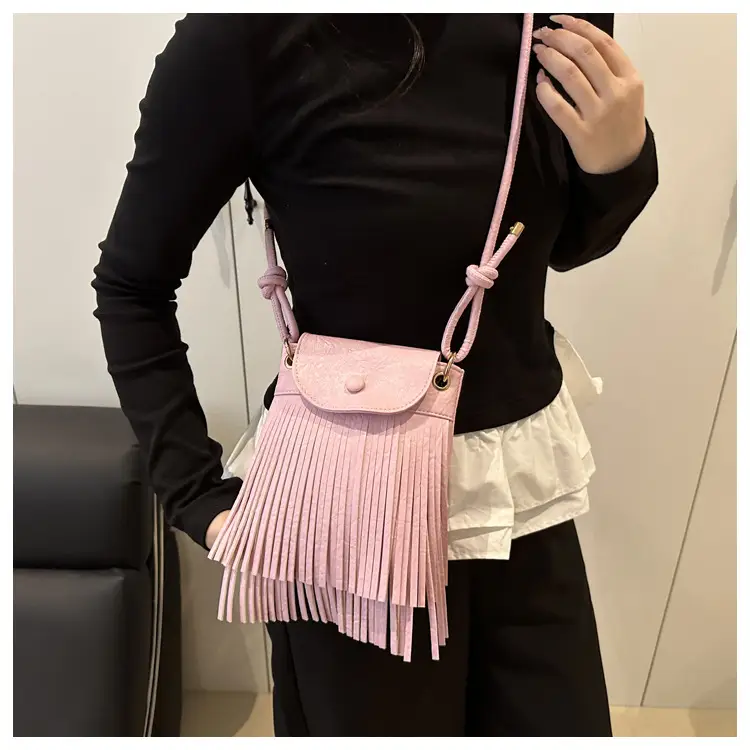 Women's Tan Fret Tassel Shoulder Bag — feature 20