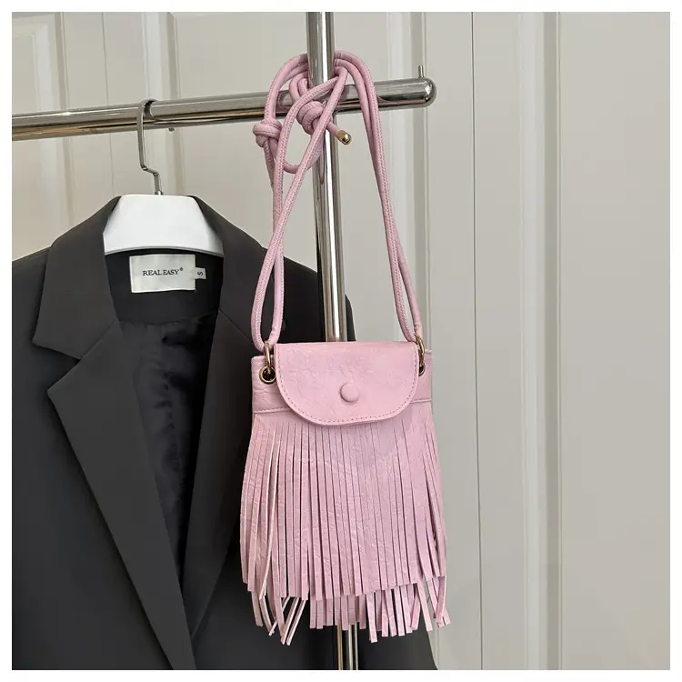 Women's Tan Fret Tassel Shoulder Bag — feature 9
