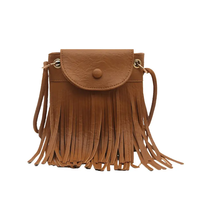 Women's Tan Fret Tassel Shoulder Bag - Image 4