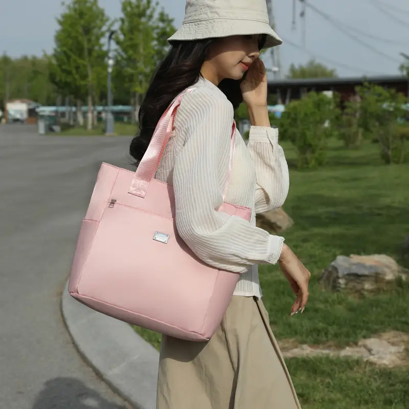 Women's Pink Large Capacity Canvas Tote Bag
