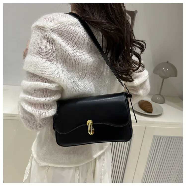 2025 Brown Leather Shoulder Bag with Gold Clasp — feature 32