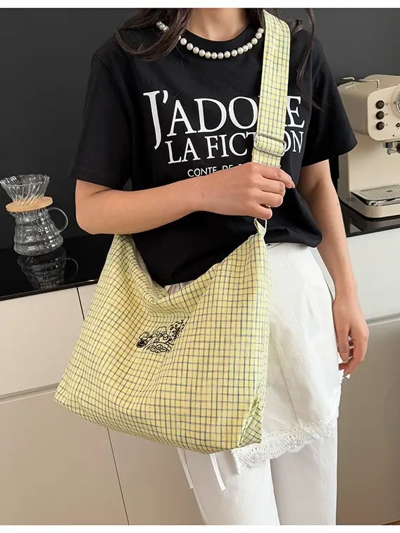 Blue Checkered Crossbody Bag for Women 2026