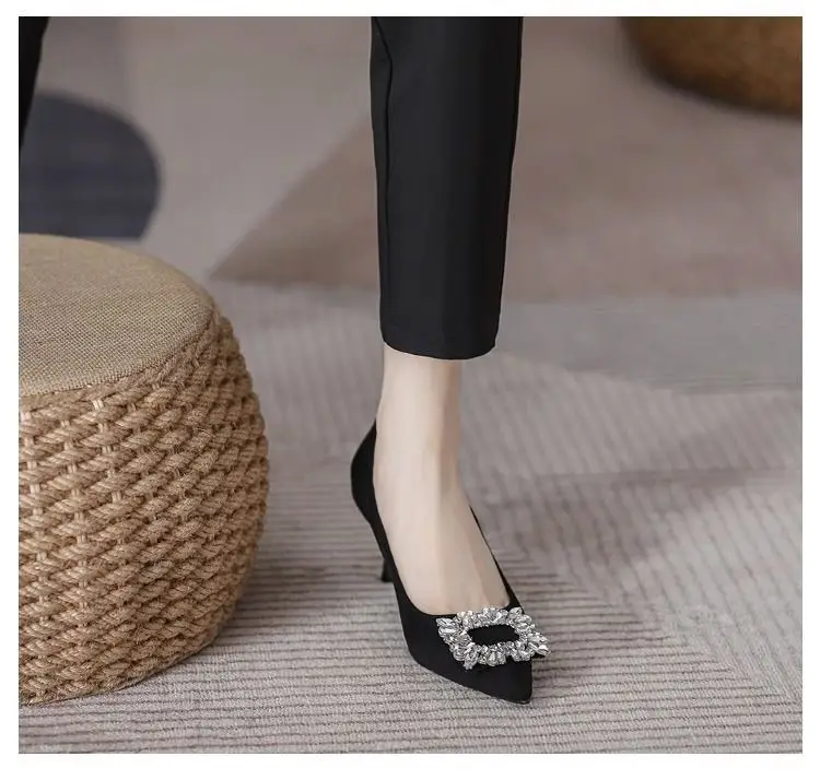 French-Style Pointed-Toe High Heels for Women, Stiletto Heels, 2026 Spring and Autumn New Style, Square Buckle, Rhinestone, Shallow Mouth, Comfortable and Fashionable Women's Shoes — feature 10