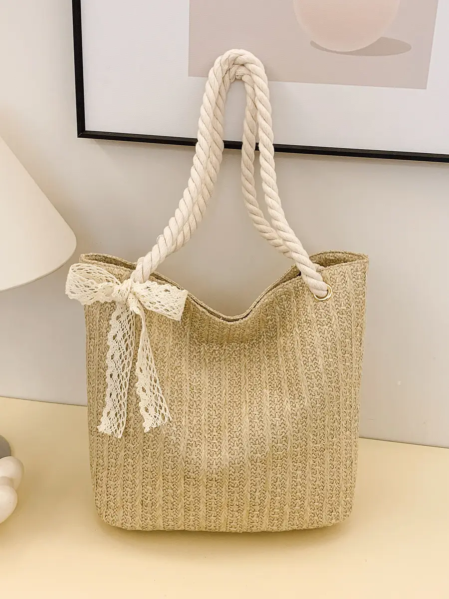Pastoral Straw Bag Women's Large Capacity Beach Bag