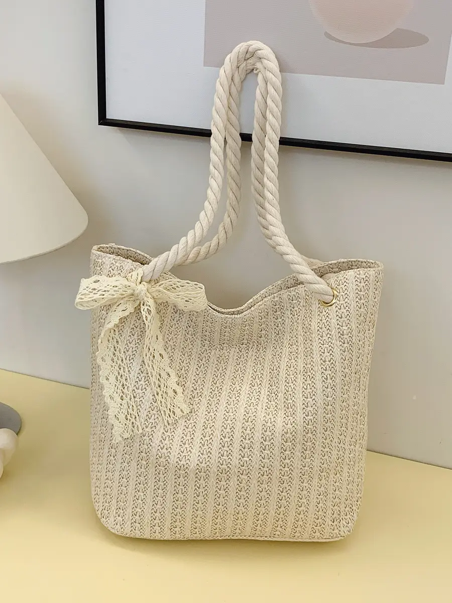 Pastoral Straw Bag Women's Large Capacity Beach Bag