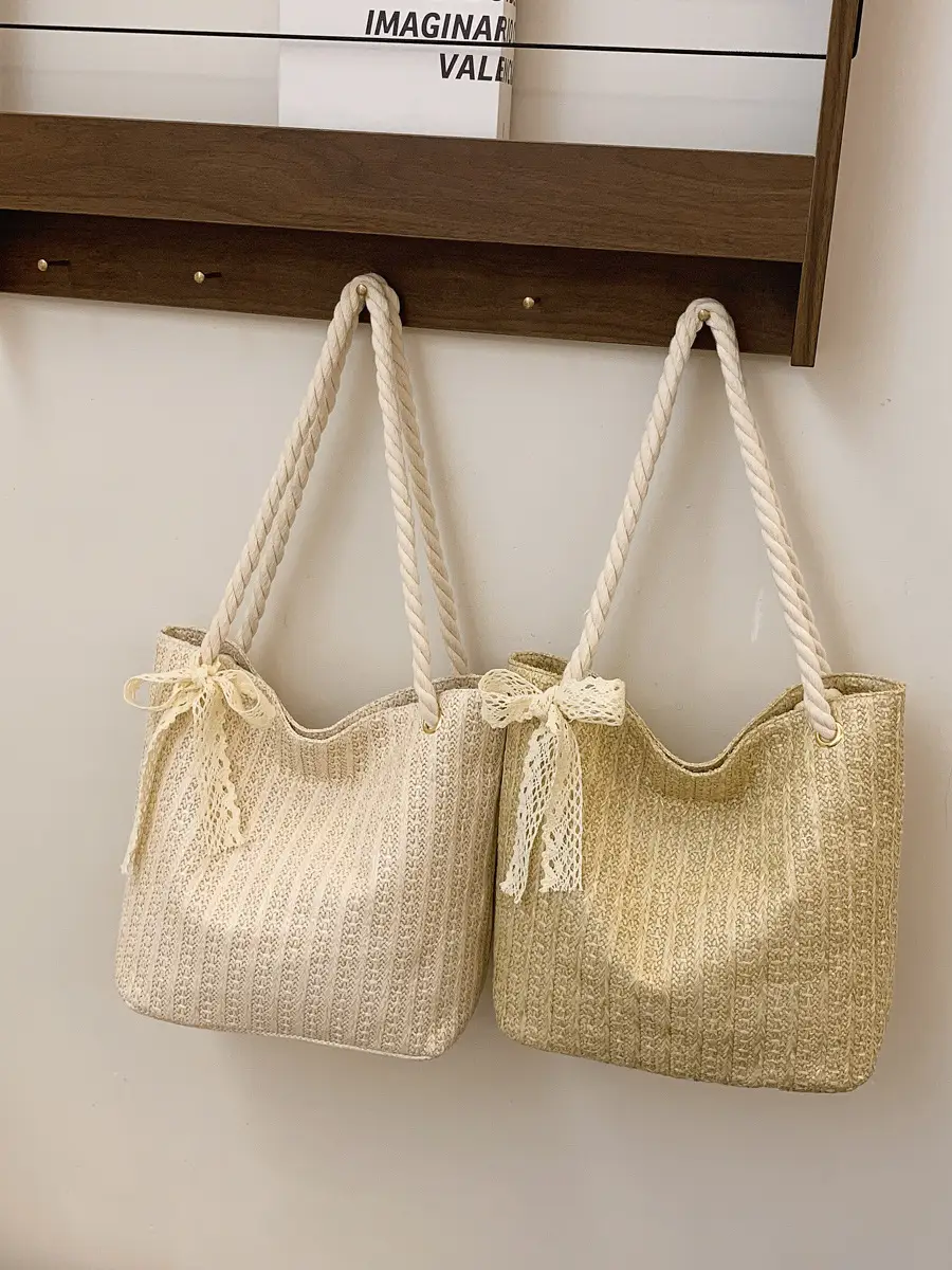 Pastoral Straw Bag Women's Large Capacity Beach Bag