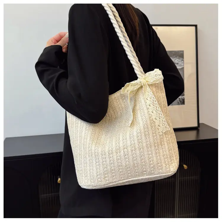 Pastoral Straw Bag Women's Large Capacity Beach Bag — feature 20