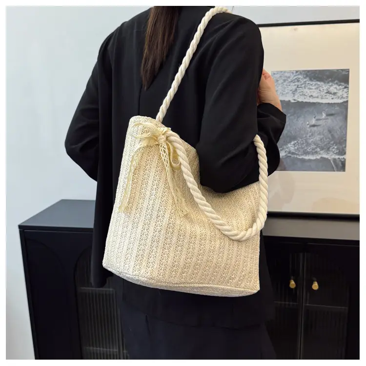 Pastoral Straw Bag Women's Large Capacity Beach Bag — feature 24
