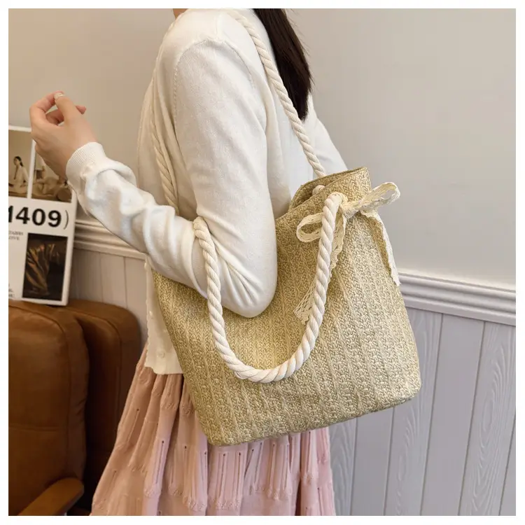 Pastoral Straw Bag Women's Large Capacity Beach Bag — feature 25