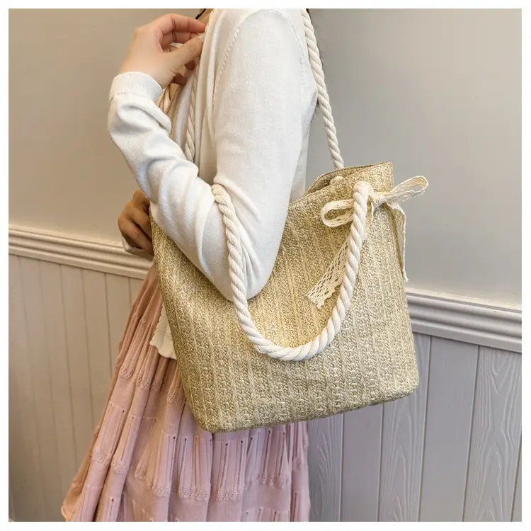 Pastoral Straw Bag Women's Large Capacity Beach Bag — feature 26
