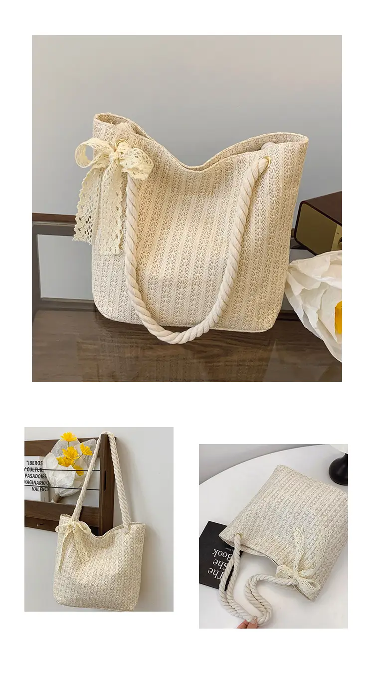 Pastoral Straw Bag Women's Large Capacity Beach Bag — feature 34