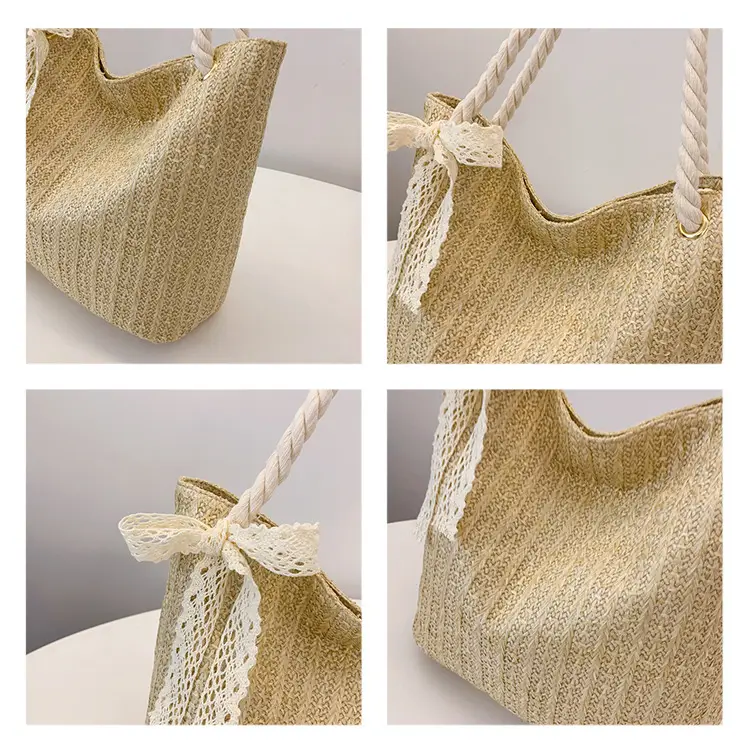Pastoral Straw Bag Women's Large Capacity Beach Bag — feature 35