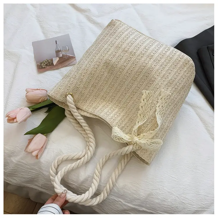 Pastoral Straw Bag Women's Large Capacity Beach Bag — feature 36