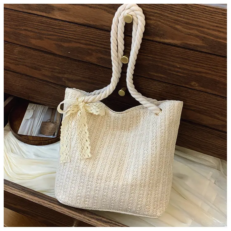 Pastoral Straw Bag Women's Large Capacity Beach Bag — feature 42