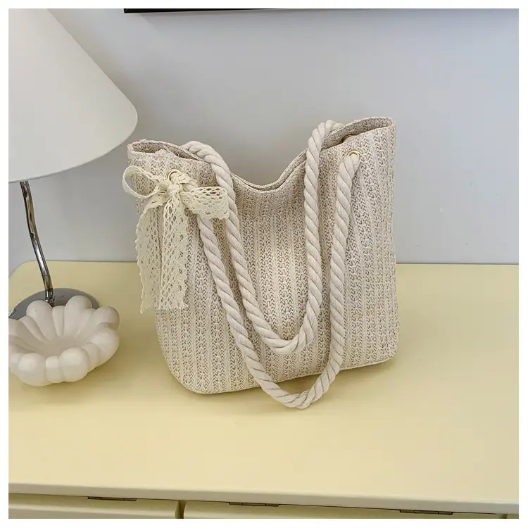 Pastoral Straw Bag Women's Large Capacity Beach Bag — feature 44