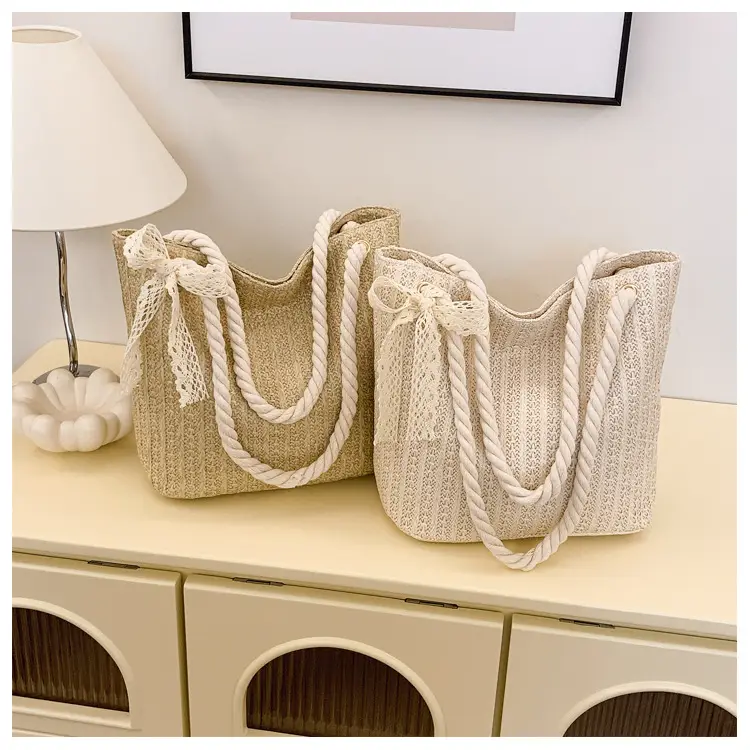 Pastoral Straw Bag Women's Large Capacity Beach Bag — feature 45