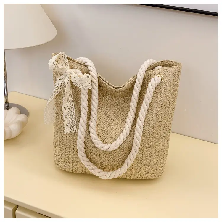 Pastoral Straw Bag Women's Large Capacity Beach Bag — feature 46